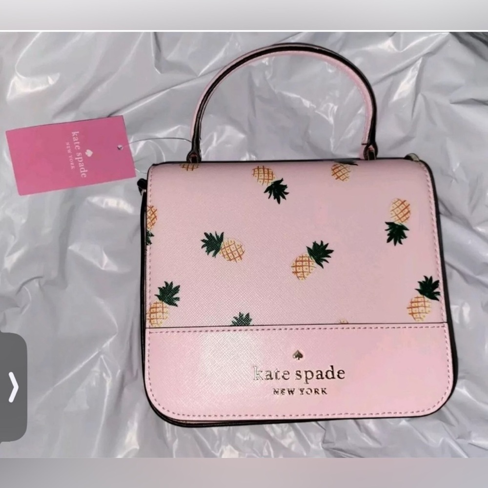 Kate Spade Pink and Green Satchel Pineapple Crossbody